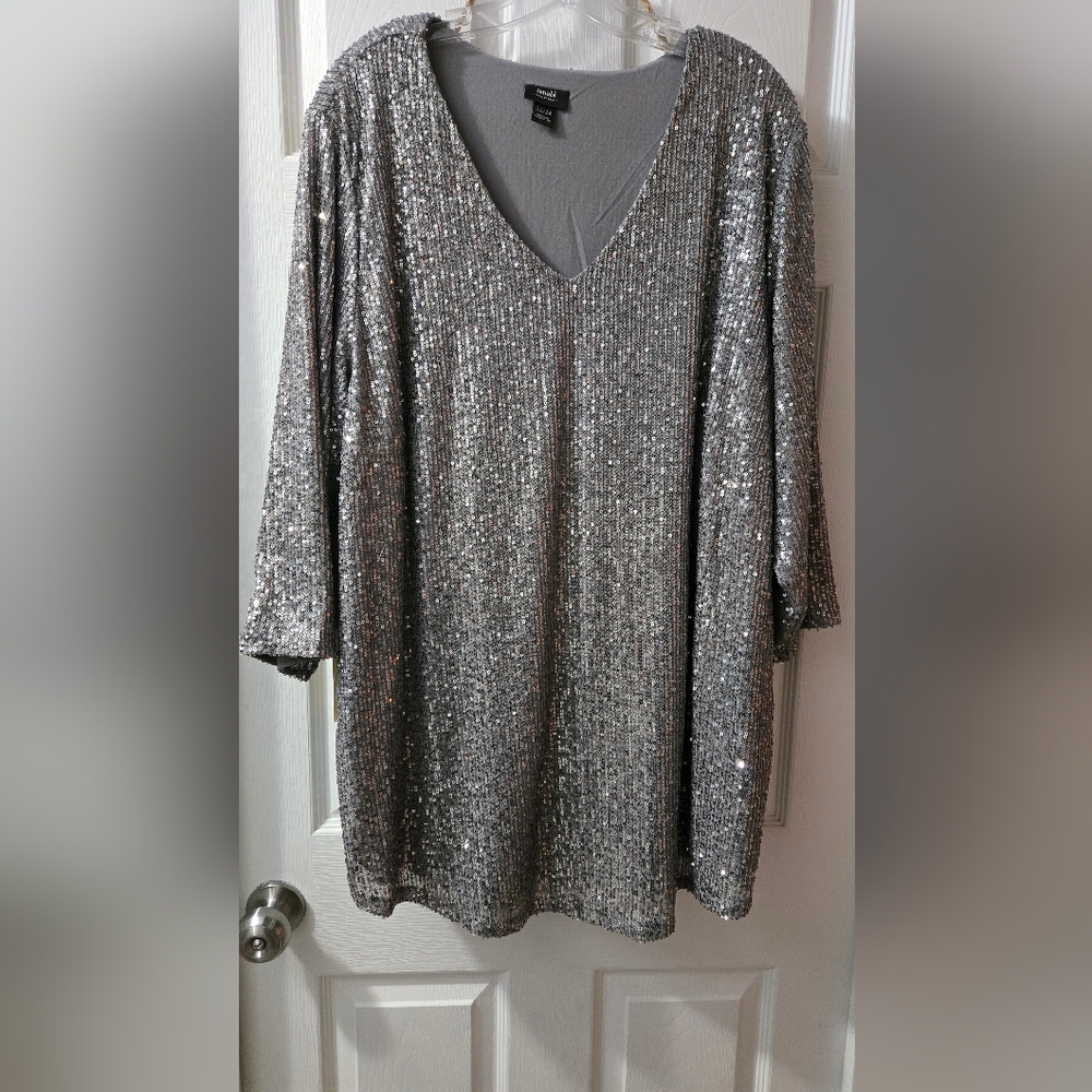 Women's silver sequined blouse